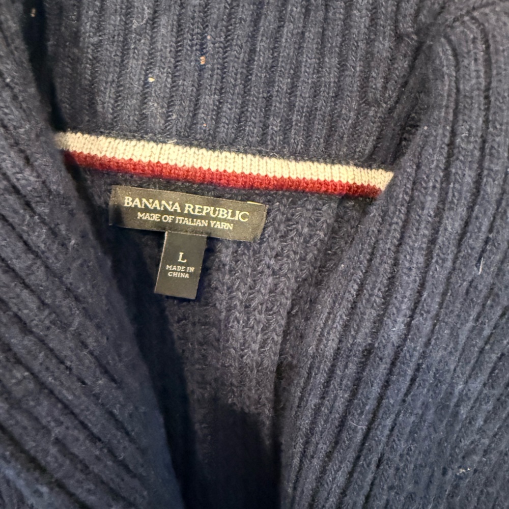 Banana Republic 80% Merino Wool Deep Blue Men's Cardigan - Picture 2 of 5
